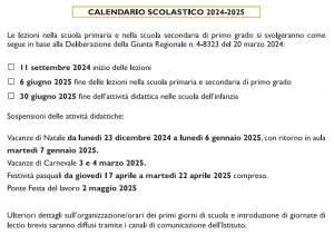 Calendario Scolastico a.s. 2024-25